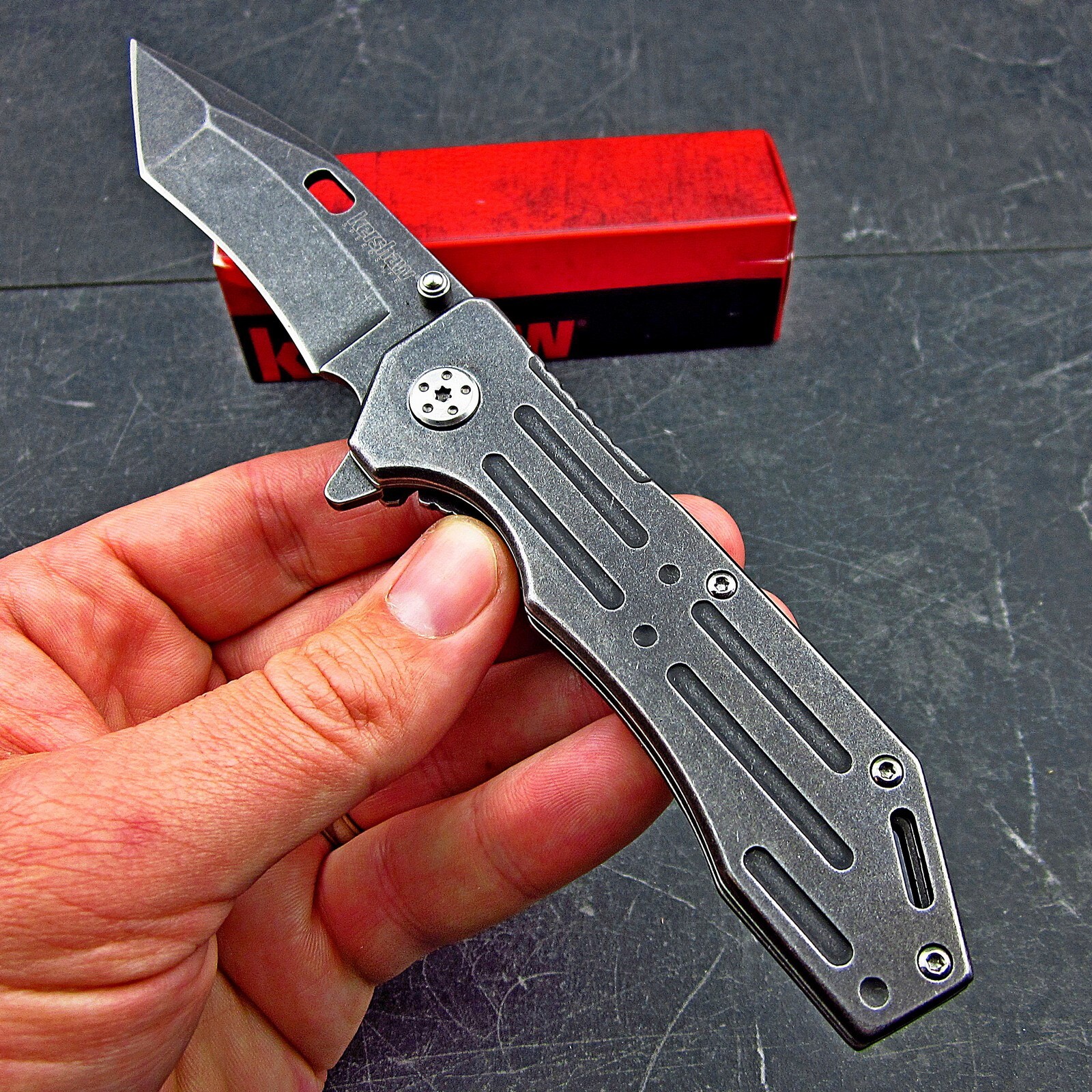 Kershaw Lifter Assisted Opening Blackwash Tanto Blade EDC Folding