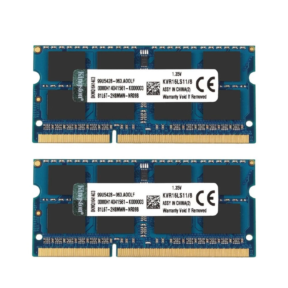 Kingston 16GB Kit 2x 8GB DDR3L1600MHz KVR16LS11/8 SODIMM Laptop Memory SDRAM UK - Image 2 of 4