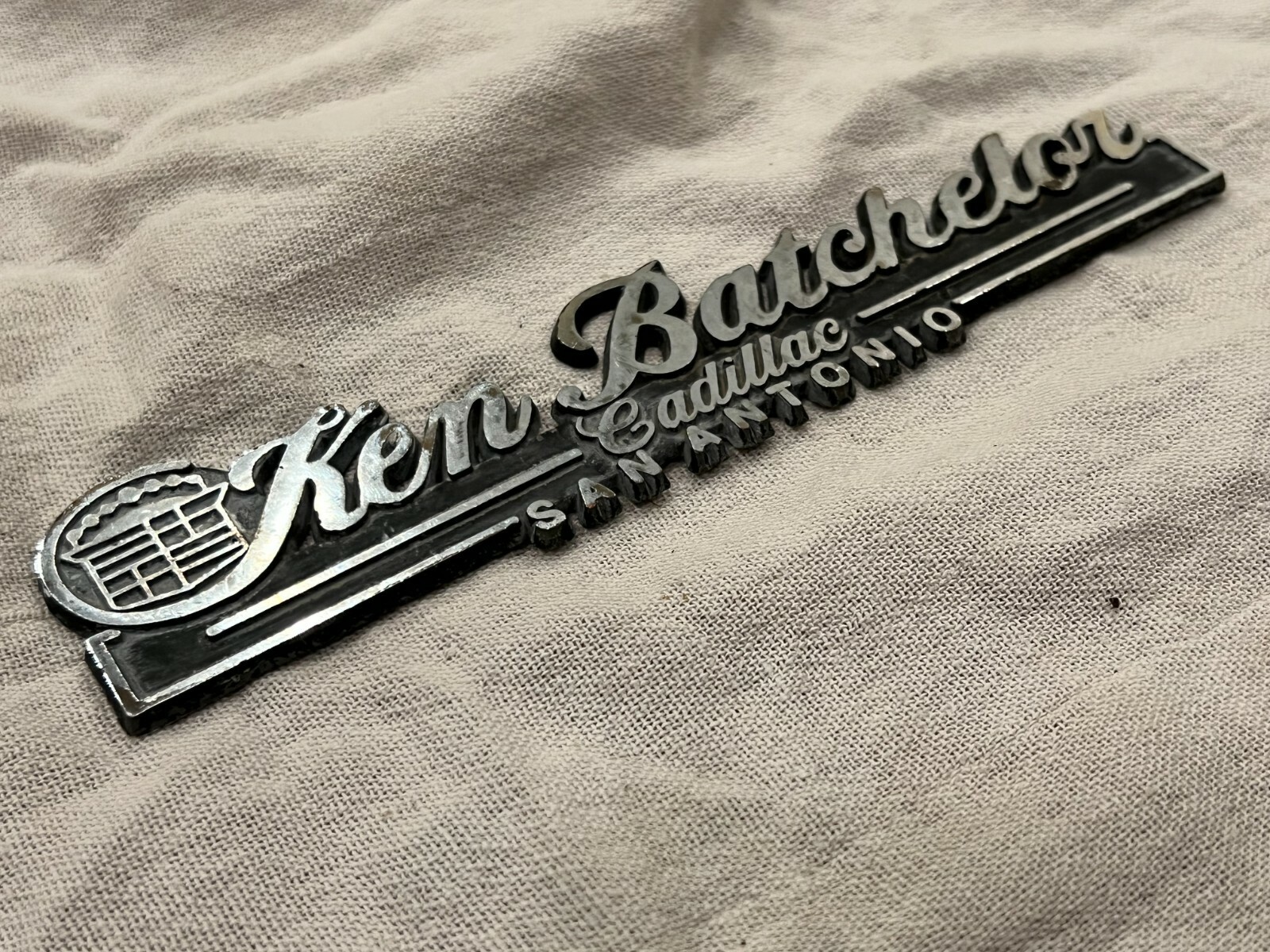 Ken Batchelor Dealer Tag San Antonio Texas Cadillac Ornament Emblem