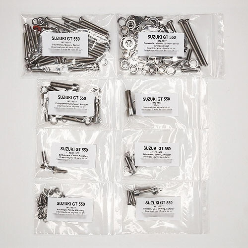 Kit vis inox Suzuki GT 550 pour la restauration dans votre atelier