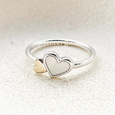 Pandora Two Tone Silver 14K Gold Luminous Hearts Ring Mother Pandora Two Tone Silver 14K Gold Luminous Hearts Ring Mother