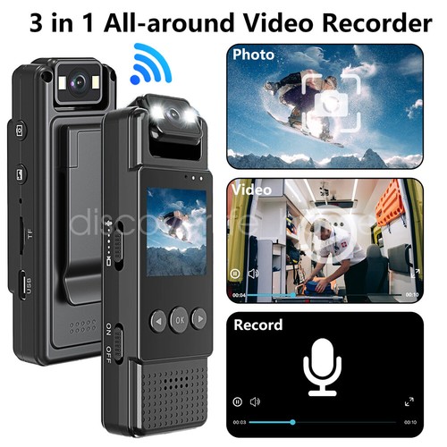 1080P Mini Wifi Body Camera HD 180° Video DVR Motion Detection Cam Sports Cam - Picture 3 of 23
