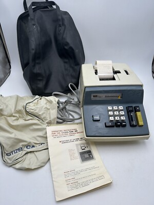 Vntg Citizen CA-10 Calculator Electric Adding Machine Tested Case Cover Manuals