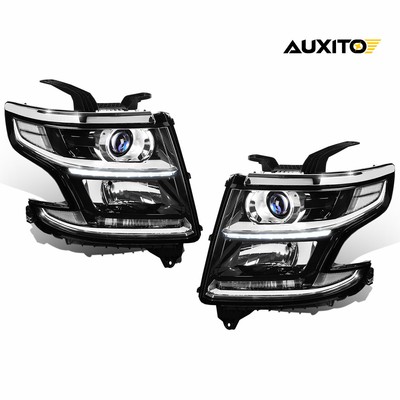 FOR 15-20 CHEVY TAHOE SUBURBAN CORNER BLACK/CLEAR LED DRL PROJECTOR HEADLIGHT