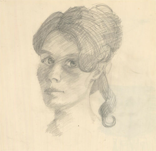 20th Century Graphite Drawing - Female Head Study