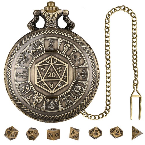 DND Dice Set Polyhedral Metal Dices for Dungeon and Dragons in Pocket Watch Case - Picture 5 of 12