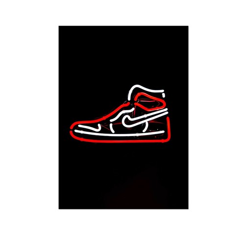 Sneaker Neon Print, Hightop Shoes Print, Basketball Wall Art Basketball Poster P - Picture 3 of 7