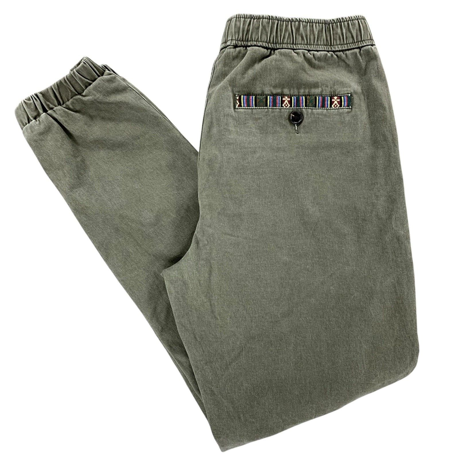 Wowie Rambler Jogger Pants Mens M Green Pull On Tapered Leg Casual Stretch