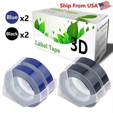(2Blue+2Black) LabelTape 3D Fit For Dymo Maxi 1755 Label Makers