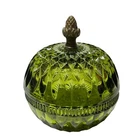 Vintage Indiana Glass Mount Mt. Vernon Round Candy Dish w/ Cover Acorn Finial