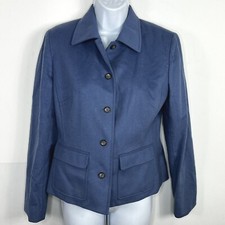 Ann Taylor LOFT Wool Blazer Sz 2 Light Blue Five Button Classic Workwear Chic
