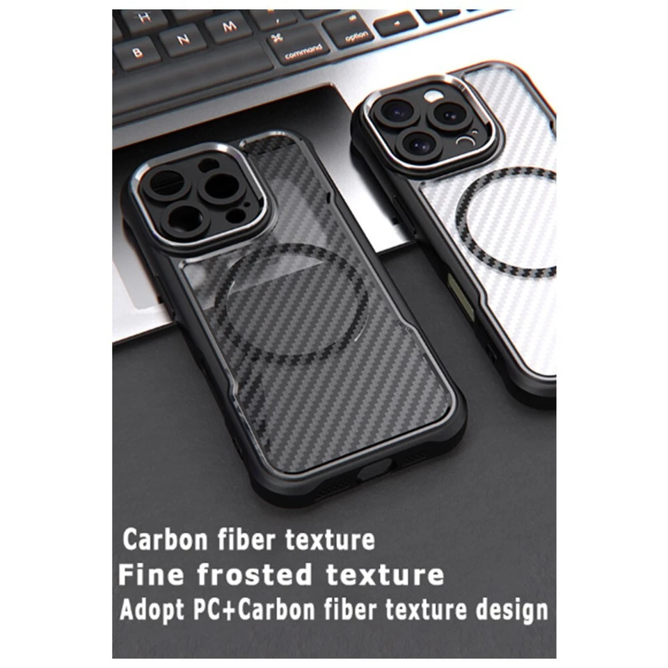 Capa magnética de fibra de carbono translúcida de qualidade superior para iPhone 16 Pro NOVA - Imagem 3 de 4