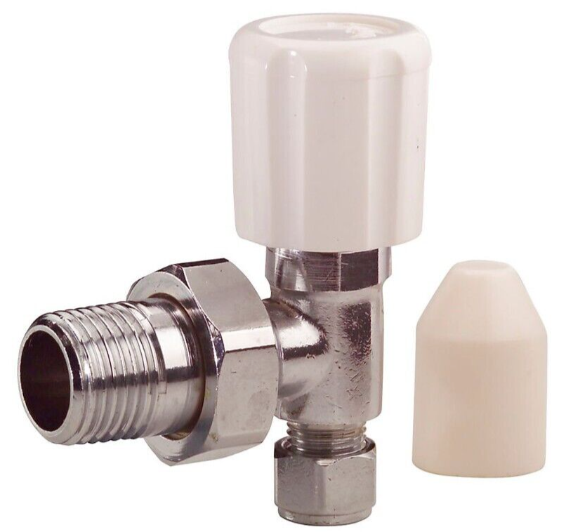 Plumbsure Radiator Valve 60378 Brass & Chrome Effect 8mm Angled