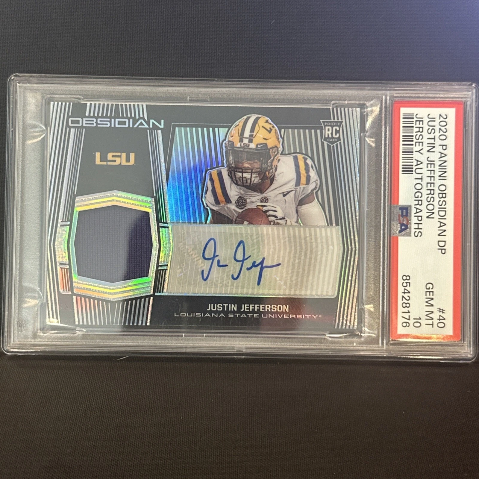 Justin Jefferson Panini Obsidian Draft Picks Jersey Autographs #40 Base