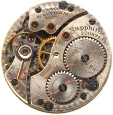 1915 WALTHAM POCKET WATCH MOVEMENT 20089499 GRADE: SAPPHIRE 6/0s 15j EC
