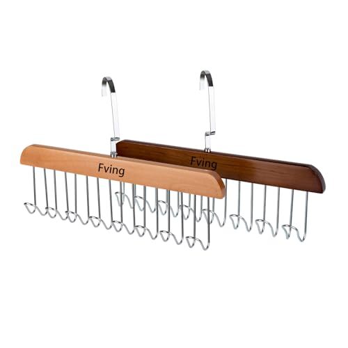 Fving 2 Pack Belt Hanger for Closet, Wood Belt Rack Closet Hanging Accessories