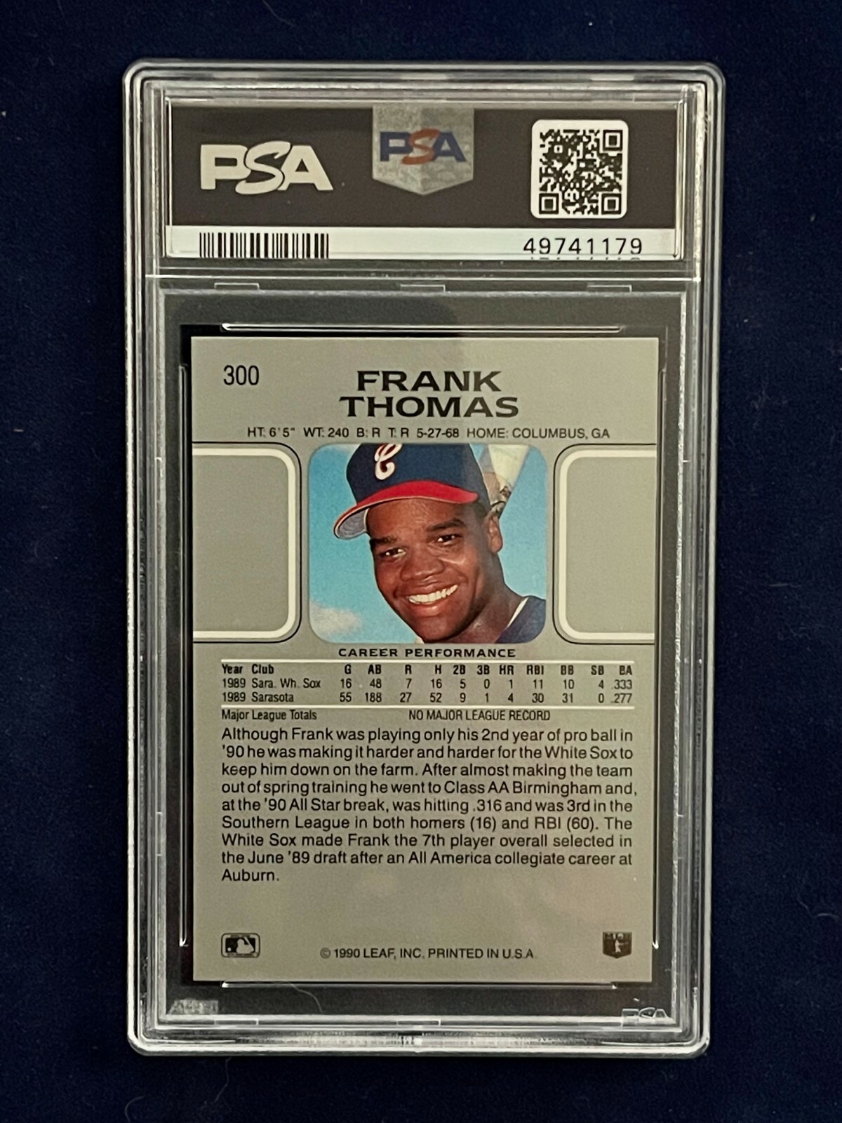 👀🔥📈 1990 Leaf Frank Thomas ROOKIE - PSA MINT 9!!!! RARE! 👀🔥📈 view 2