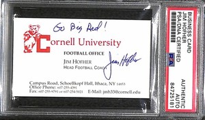 Jim Hofher "Cornell 1990 Ivy League Title" Signed Autographed Business Card PSA