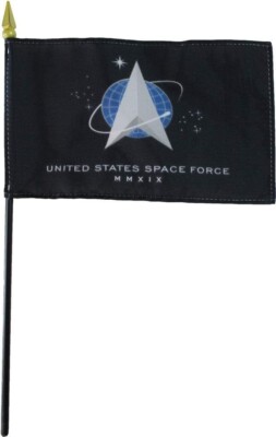 SPACE FORCE BLACK Flag 4''x6'' Desk Set Table Stick (Super Polyester) 100D