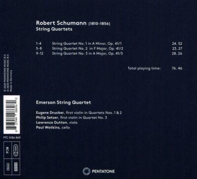 EMERSON STRING QUARTET SCHUMANN: STRING QUARTETS NEW CD