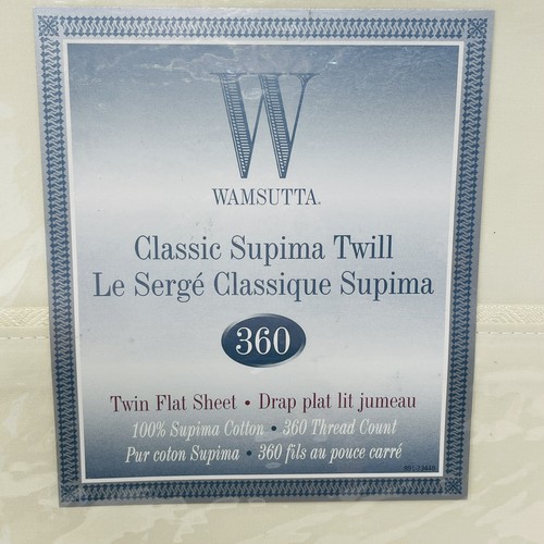 Wamsutta Twin Flat Sheet Classic Supima Twill Chalk Cream Cotton 360 Count NEW - Picture 3 of 12