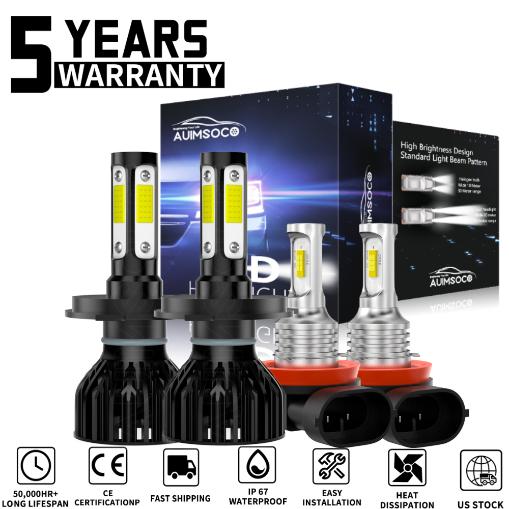 For Suzuki Swift 2007-2017 White LED High Low Beam Headlight + Fog