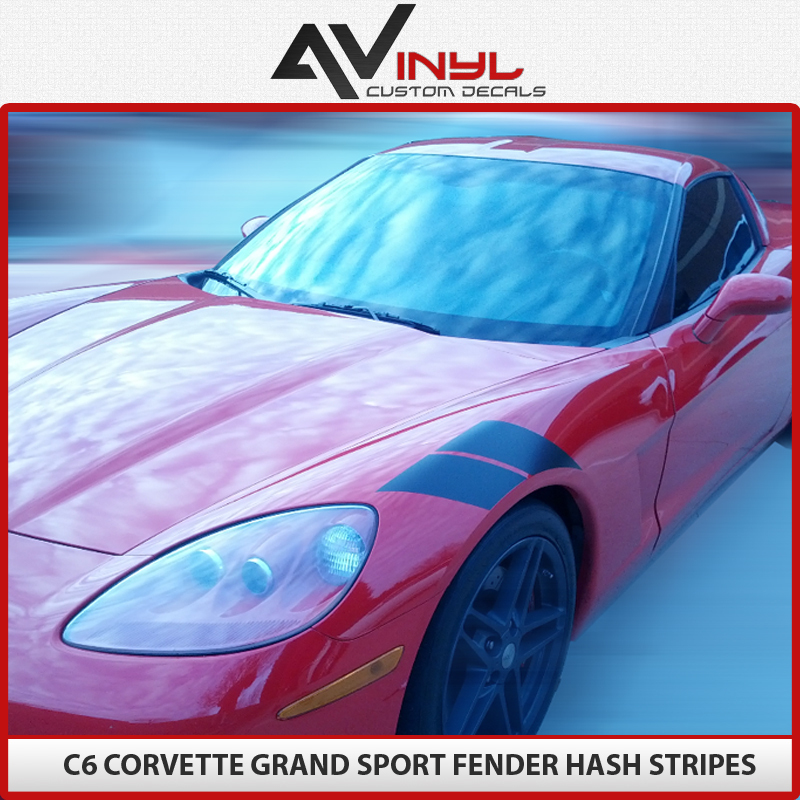 4 Inch Fender Hash Mark Bars Racing Stripes Vinyl Decal, Fits Chevy Corvette C5, Passenger Side, Blue