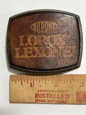 DuPont Lorox Lexone Vintage Leather Metal Belt Buckle Brown Bronze