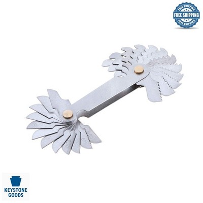 Stainless Steel Metric Screw Pitch Gauge, 0.25-6.0 Range, 24 Blades for Threa...
