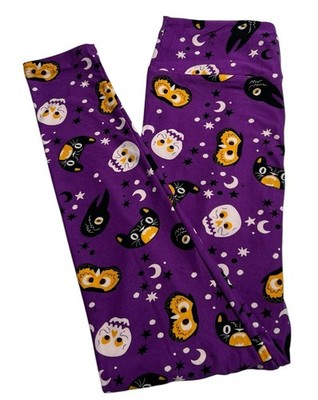 LuLaRoe Leggings OS One Size HALLOWEEN Animal Cat PURPLE Moon OWL SKULL CROW Fun