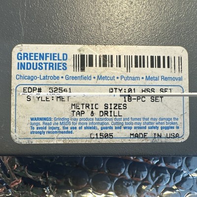 Greenfield Industries 52541 Metric Tap & Drill Set, 18-Piece