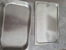 Lot de 2 plateaux de cantine rectangulaires en acier inoxydable argenté
