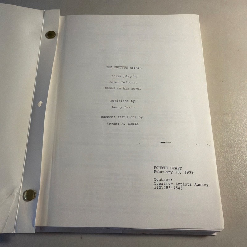 THE DREYFUS AFFAIR Screenplay By Peter Lefcourt Novel Adaptation 4th Draft 1999