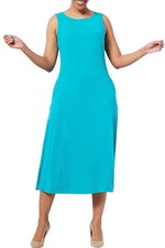 Susan Graver Women's Every Day Liquid Knit Midi Dress Turquoise