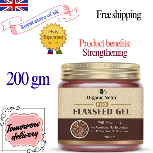 Organic Netra Pure Flaxseed Gel With Vitamin E For Hair & Skin, Strengthens & N