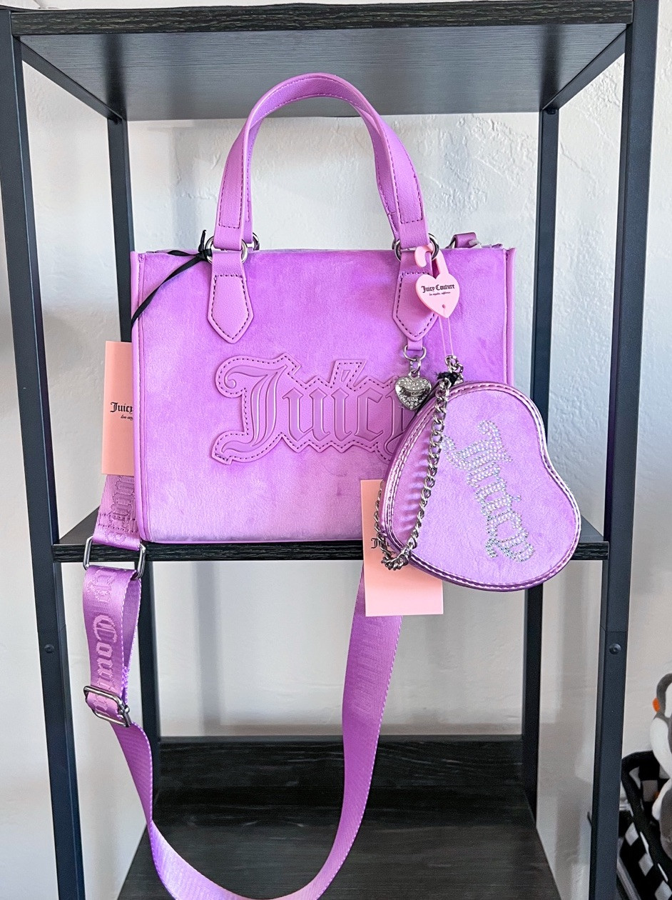 Juicy Couture UPGRADE YOU velour purse mini tote and Wristlet wallet set