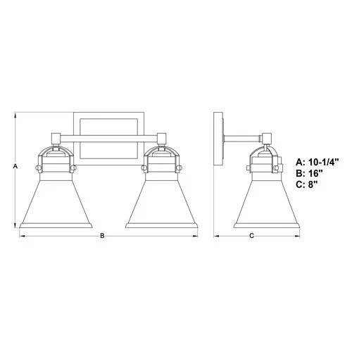 Vaxcel Lighting W0411 Mason 2 Light 16"W Vanity Light - Black - Picture 7 of 9