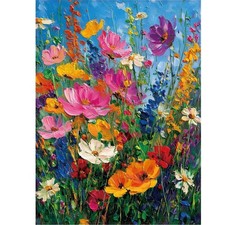 500 Piece Colorful Wildflower Meadow Jigsaw Puzzle - Floral Nature Scene, Family