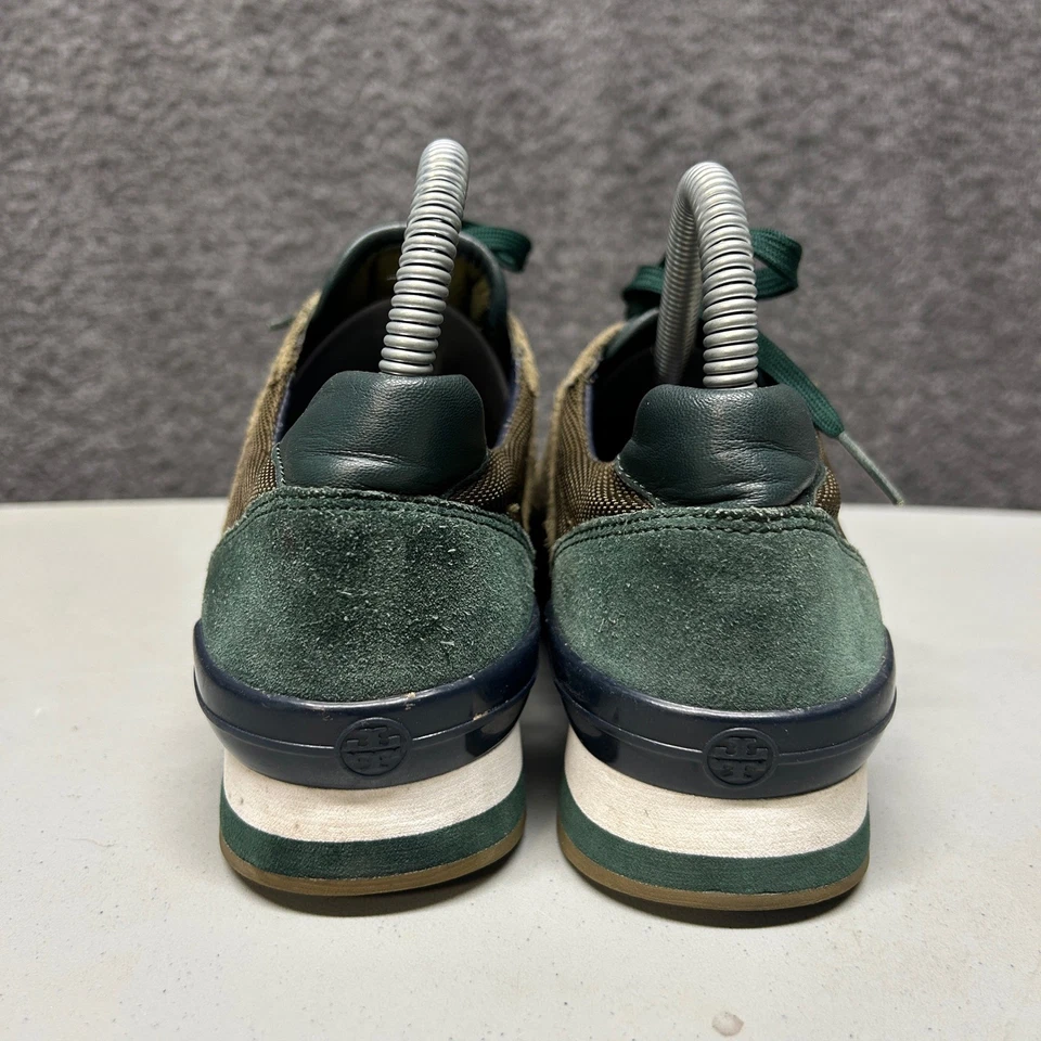 Tory Burch Entrenador Tenis Verde Oliva Beige Gamuza Cuero Zapatos para Caminar talla 6 Foto 3 de 4