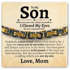 Sentimental Cuban Link Stainless Steel Bracelet for Son - Stylish Gift from Mom