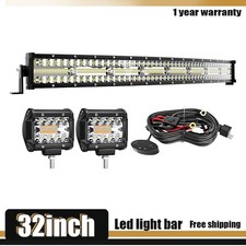 32 Inch Curved LED Light Bar 2x 4 Inch Cube Pods 6 Modes for Offroad Driving Kit