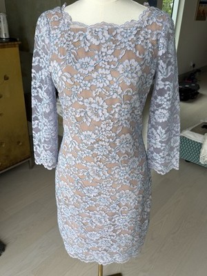 DIANE von FURSTENBERG Light Blue Lace Floral Sheath Dress Square Neck Size 6