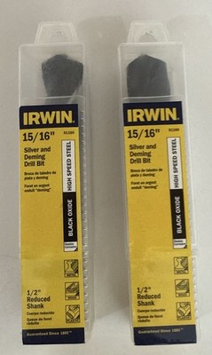 IRWIN 15/16'' HSS HIGH SPEED STEEL DRILL BIT 1/2'' SHANK 91160 SILVER & DEMING Lot