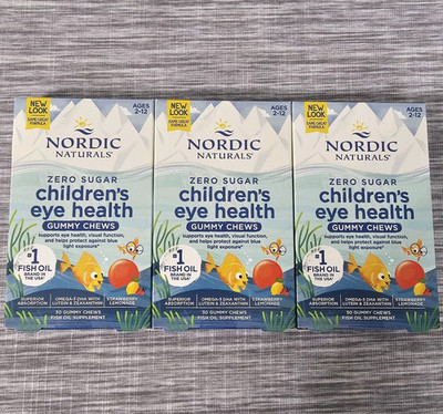 3 Pack Nordic Naturals Childrens Eye Health Omega 3s 30 Chews Exp. 4/27 FloraGlo