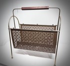 MCM Atomic Magazine Rack / Record Stand – Retro Mesh Metal Holder – Mid Century — photo 2