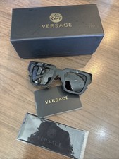 New Authentic VERSACE VE4431 5380/87 ALL Black MODERN SQUARE Sunglasses ITALY 