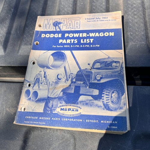 Original 1951 Dodge Power Wagon Mopar Parts List Catalog