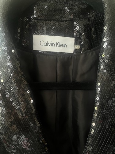 Neu mit Etikett Calvin Klein Damenblazer schwarz Pailletten Größe 14 Glamour Party  - Bild 2 von 6