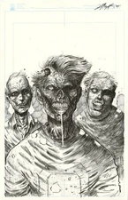 Original Comic Art BUNCH OF ZOMBIES by Josh Medors WALKING DEAD Creepy