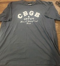 VTG Y2K CBGB T-shirt OMFUG Underground Rock Punk Gray Mens XL Made In USA